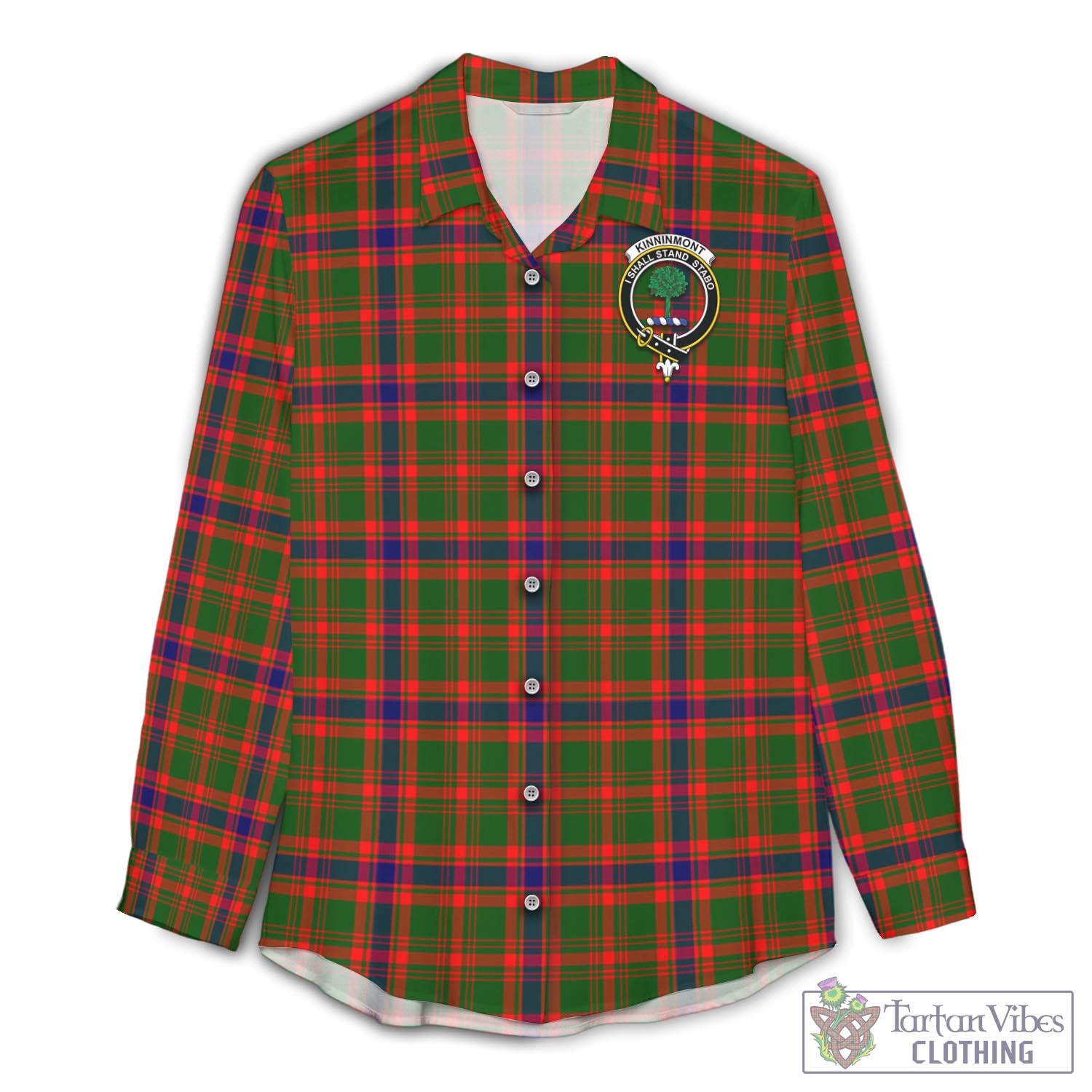 Kinninmont Tartan Women's Casual Shirt with Family Crest Female - Tartan Vibes Clothing