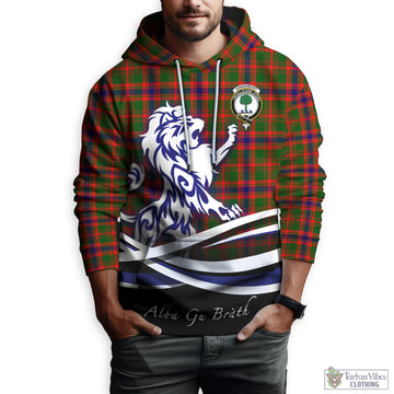 Kinninmont Tartan Hoodie with Alba Gu Brath Regal Lion Emblem Zip Hoodie - Tartan Vibes Clothing