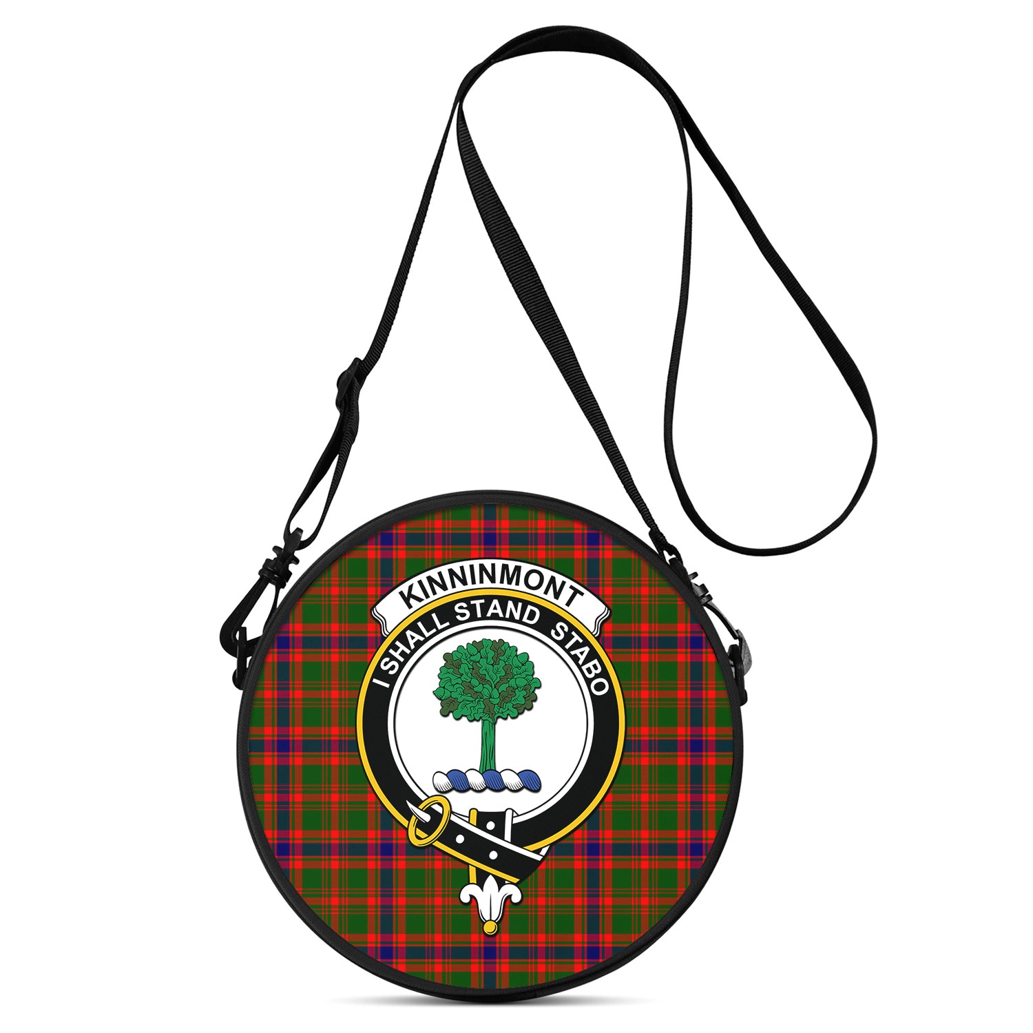 Kinninmont Tartan Round Satchel Bags with Family Crest One Size 9*9*2.7 inch - Tartan Vibes Clothing