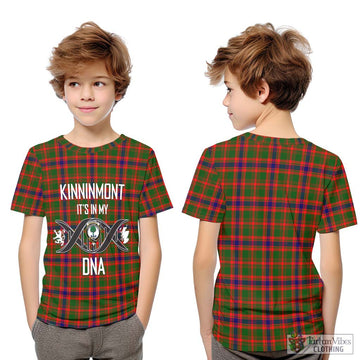 Kinninmont Tartan Kid T-Shirt with Family Crest DNA In Me Style Youth XL Size14 - Tartan Vibes Clothing