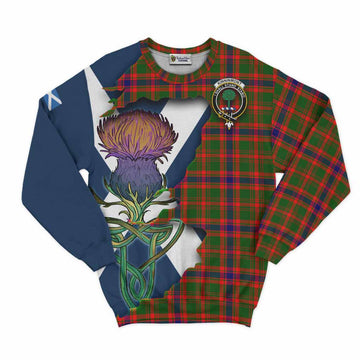 Tartan Vibes Clothing Kinninmont Tartan Family Crest Sweatshirt Scottish Thistle Celtic Inspired