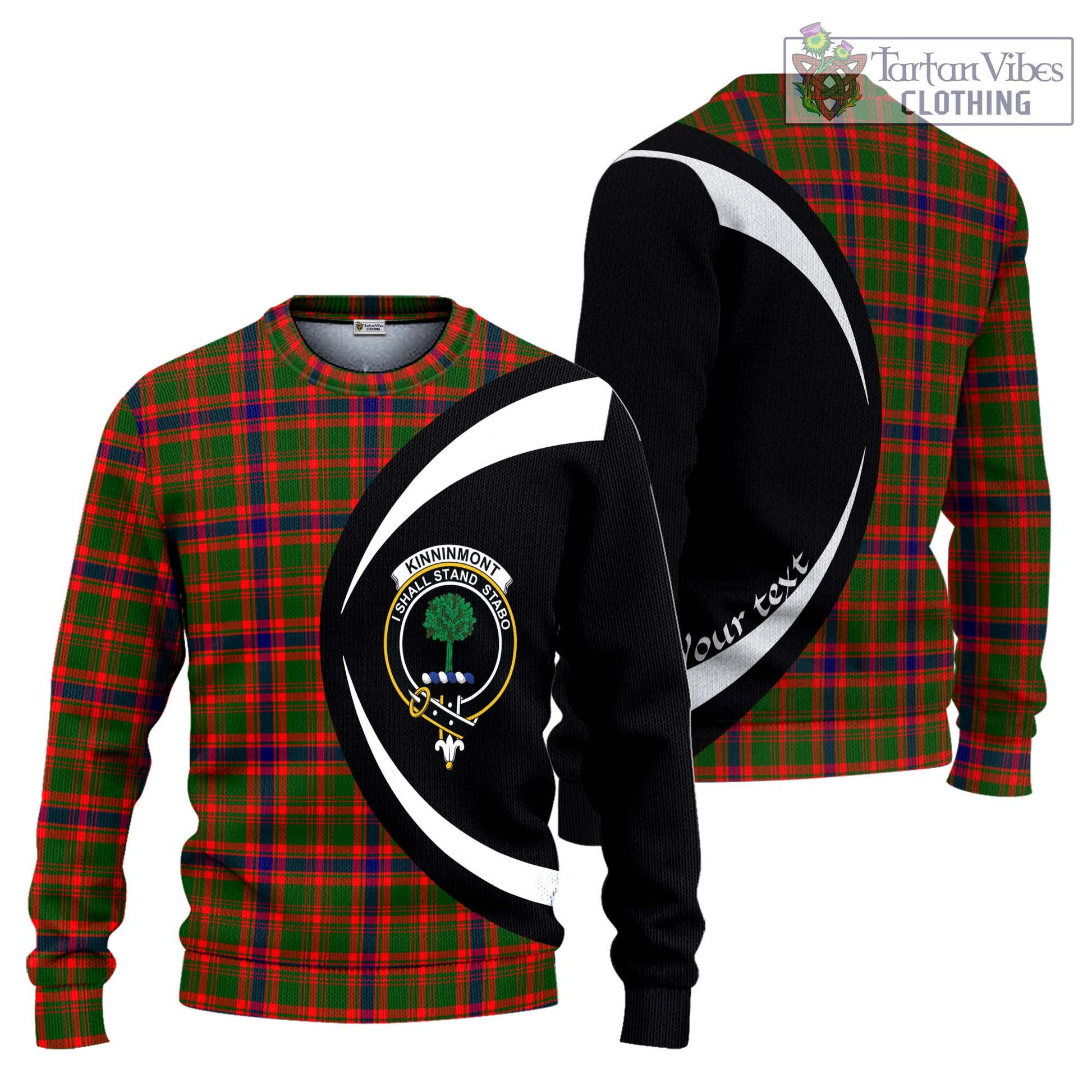 Kinninmont Tartan Ugly Sweater with Family Crest Circle Style Unisex - Tartan Vibes Clothing