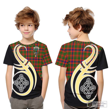 Kinninmont Tartan Kid T-Shirt with Family Crest and Celtic Symbol Style Youth XL Size14 - Tartan Vibes Clothing