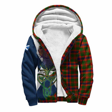 Kinninmont Tartan Family Crest Sherpa Hoodie Scottish Thistle Celtic Inspired Unisex S - Tartan Vibes Clothing