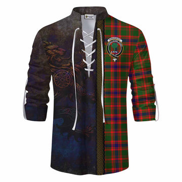 Kinninmont Tartan Family Crest Ghillie Kilt Shirt Alba Gu Brath Be Brave Lion Ancient Style Men - Tartan Vibes Clothing