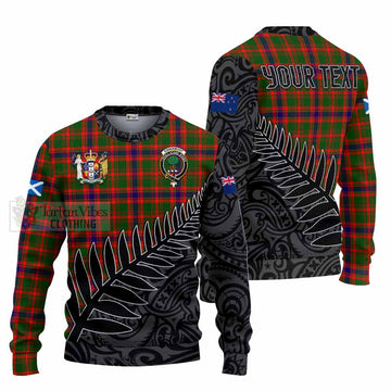 Tartan Vibes Clothing Kinninmont Crest Tartan Knitted Sweater with New Zealand Silver Fern Half Style