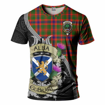Kinninmont Tartan Family Crest T-Shirt Lion Rampant Royal Thistle Shield Celtic Inspired Kid's Shirt - Tartan Vibes Clothing