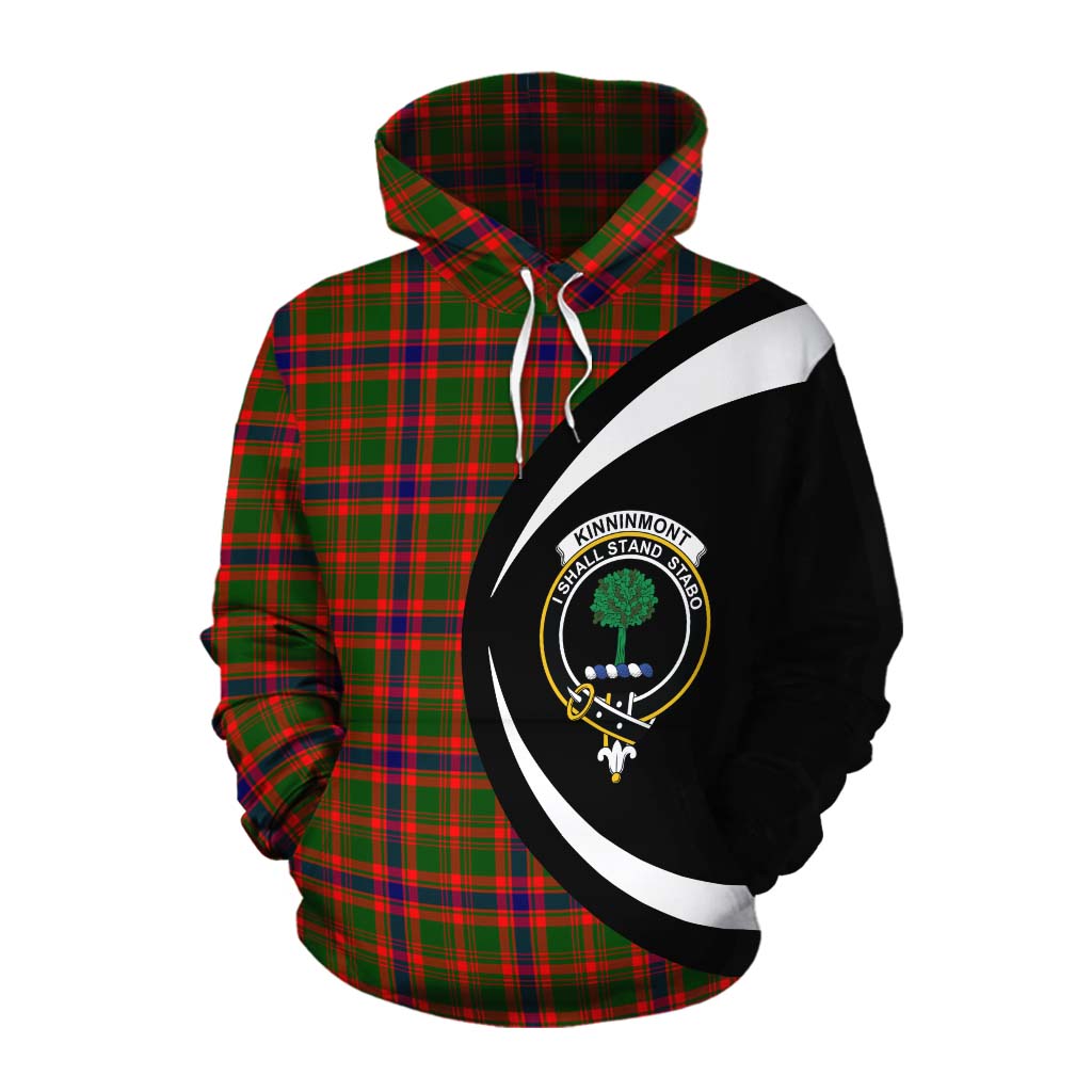 Kinninmont Tartan Cotton Hoodie with Family Crest Circle Style Pullover Hoodie XS - Tartan Vibes Clothing
