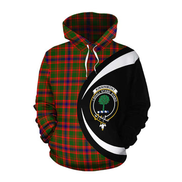 Kinninmont Tartan Cotton Hoodie with Family Crest Circle Style Pullover Hoodie XS - Tartan Vibes Clothing