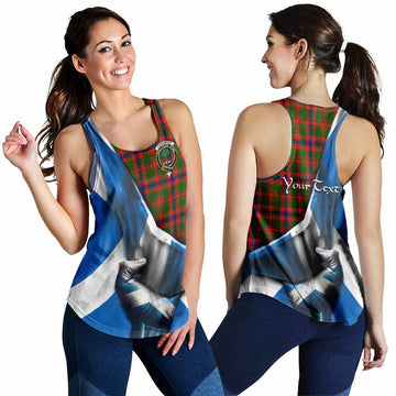 Kinninmont Tartan Women's Racerback Tanks with Family Crest Scotland Patriotic Style 4XL - Tartan Vibes Clothing