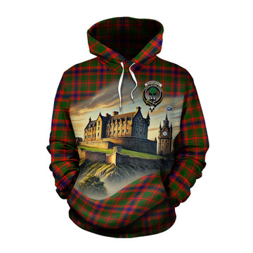 Kinninmont Tartan Family Crest Cotton Hoodie with Scottish Ancient Castle Style Pullover Hoodie XS - Tartan Vibes Clothing
