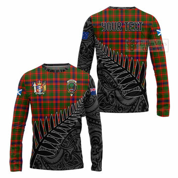 Kinninmont Crest Tartan Long Sleeve T-Shirt with New Zealand Silver Fern Half Style Unisex - Tartan Vibes Clothing