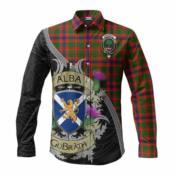 Kinninmont Tartan Family Crest Long Sleeve Button Shirt Lion Rampant Royal Thistle Shield Celtic Inspired Men's Shirt S - Tartan Vibes Clothing
