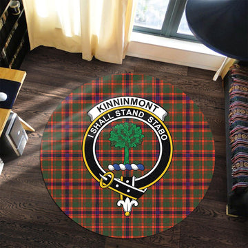 Kinninmont Tartan Round Rug with Family Crest Premium Round Rug - Tartan Vibes Clothing