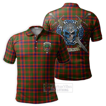 Kinninmont Tartan Polo Shirt with Family Crest Celtic Skull Style Kid - Tartan Vibes Clothing