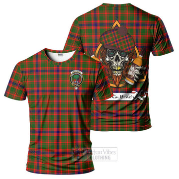 Kinninmont Tartan T-Shirt with Family Crest and Bearded Skull Holding Bottles of Whiskey Kid's Shirt - Tartan Vibes Clothing