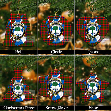 Kinninmont Tartan Christmas Ceramic Ornaments with Family Crest and Scotland Map Ceramic - Tartan Vibes Clothing