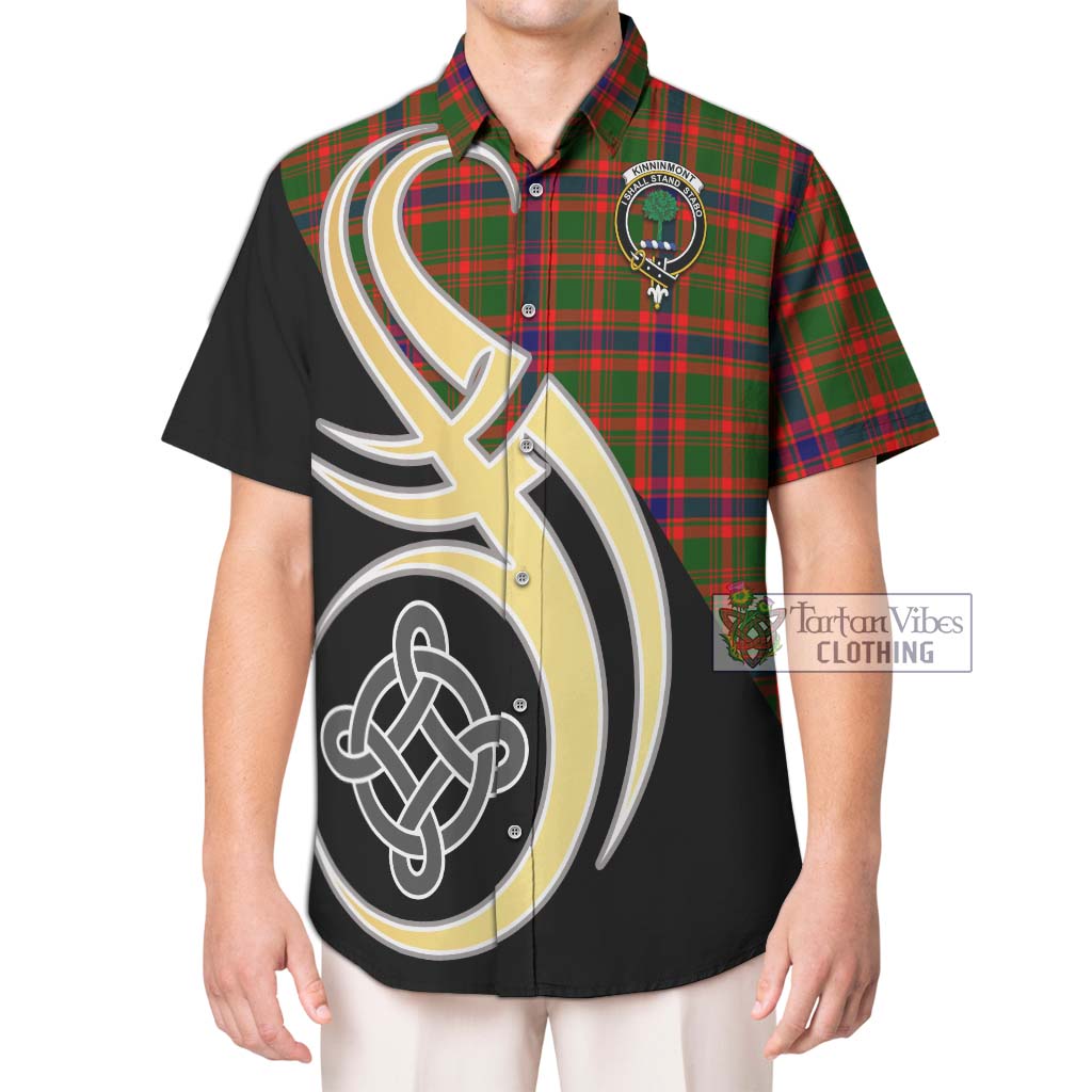 Kinninmont Tartan Hawaiian Shirt with Family Crest and Celtic Symbol Style Kid - Tartan Vibes Clothing