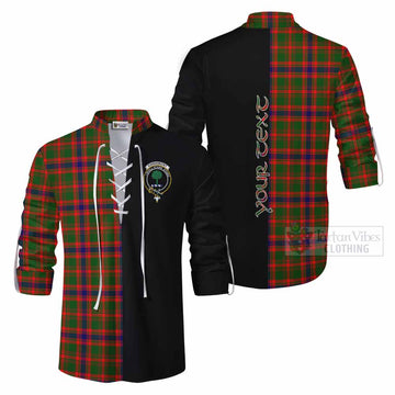 Kinninmont Tartan Ghillie Kilt Shirt with Family Crest and Half Of Me Style Men - Tartan Vibes Clothing