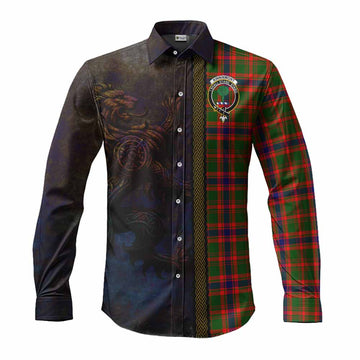 Kinninmont Tartan Family Crest Long Sleeve Button Shirt Alba Gu Brath Be Brave Lion Ancient Style Men's Shirt S - Tartan Vibes Clothing