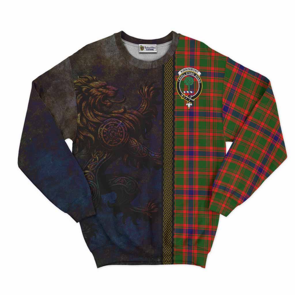 Kinninmont Tartan Family Crest Sweatshirt Alba Gu Brath Be Brave Lion Ancient Style Unisex - Tartan Vibes Clothing