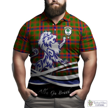 Kinninmont Tartan Polo Shirt with Alba Gu Brath Regal Lion Emblem