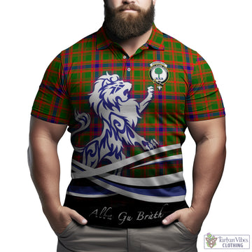 Kinninmont Tartan Polo Shirt with Alba Gu Brath Regal Lion Emblem Kid - Tartan Vibes Clothing