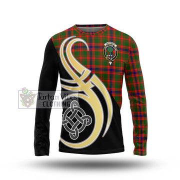 Kinninmont Tartan Long Sleeve T-Shirt with Family Crest and Celtic Symbol Style Unisex - Tartan Vibes Clothing
