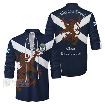 Kinninmont Tartan Lion Rampant Ghillie Kilt Shirt Proudly Display Your Heritage with Alba Gu Brath and Clan Name Men - Tartan Vibes Clothing