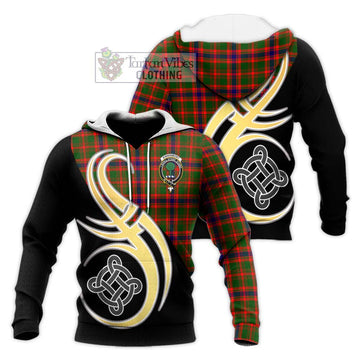 Kinninmont Tartan Knitted Hoodie with Family Crest and Celtic Symbol Style Unisex Knitted Pullover Hoodie - Tartan Vibes Clothing