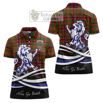 Kinninmont Tartan Women's Polo Shirt with Alba Gu Brath Regal Lion Emblem Women - Tartan Vibes Clothing