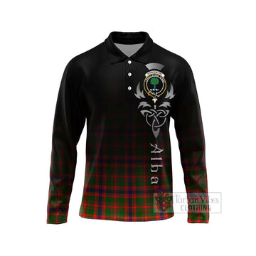 Kinninmont Tartan Long Sleeve Polo Shirt Featuring Alba Gu Brath Family Crest Celtic Inspired Unisex - Tartan Vibes Clothing