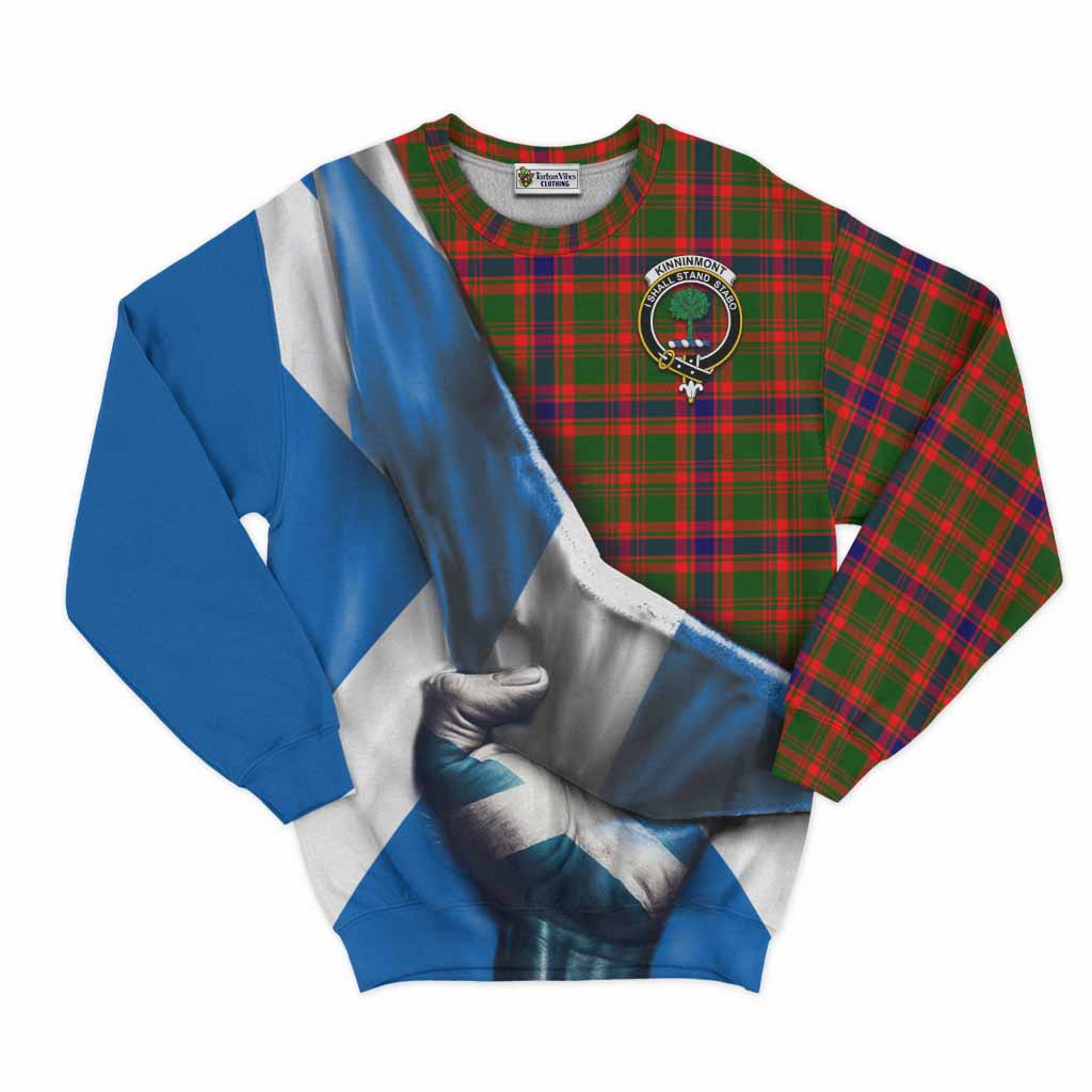 Kinninmont Tartan Sweatshirt with Family Crest Scotland Patriotic Style Unisex - Tartan Vibes Clothing