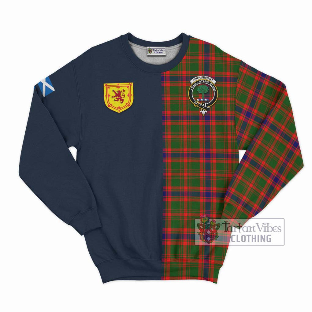 Kinninmont Tartan Sweatshirt Alba with Scottish Lion Royal Arm Half Style Unisex - Tartan Vibes Clothing