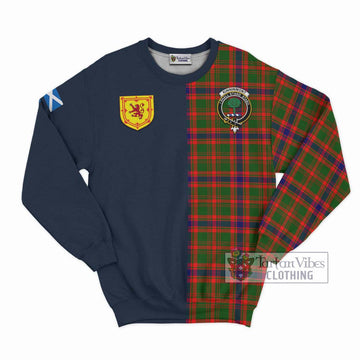 Kinninmont Tartan Sweatshirt Alba with Scottish Lion Royal Arm Half Style Unisex - Tartan Vibes Clothing