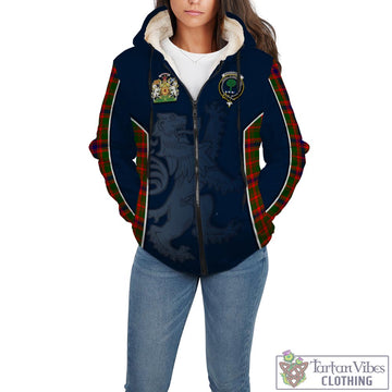 Kinninmont Tartan Sherpa Hoodie with Family Crest and Lion Rampant Vibes Sport Style - Tartan Vibes Clothing