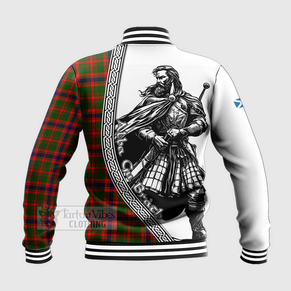 Kinninmont Tartan Clan Crest Baseball Jacket with Highlander Warrior Celtic Style - Tartan Vibes Clothing