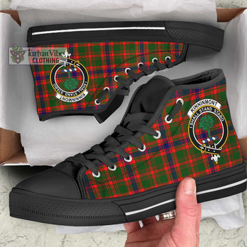 Kinninmont Tartan High Top Shoes with Family Crest - Tartan Vibes Clothing