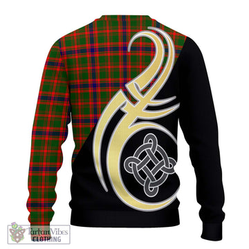 Kinninmont Tartan Ugly Sweater with Family Crest and Celtic Symbol Style - Tartan Vibes Clothing