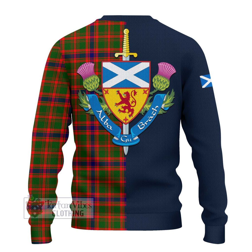 Kinninmont Tartan Ugly Sweater Alba with Scottish Lion Royal Arm Half Style - Tartan Vibes Clothing