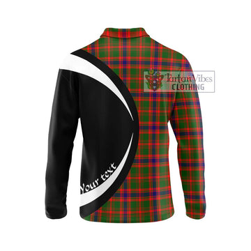 Kinninmont Tartan Long Sleeve Polo Shirt with Family Crest Circle Style - Tartan Vibes Clothing