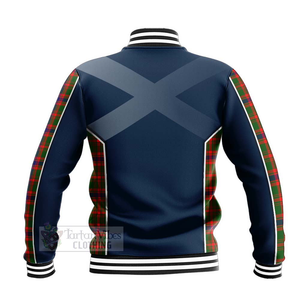 Kinninmont Tartan Baseball Jacket with Family Crest and Scottish Thistle Vibes Sport Style - Tartan Vibes Clothing