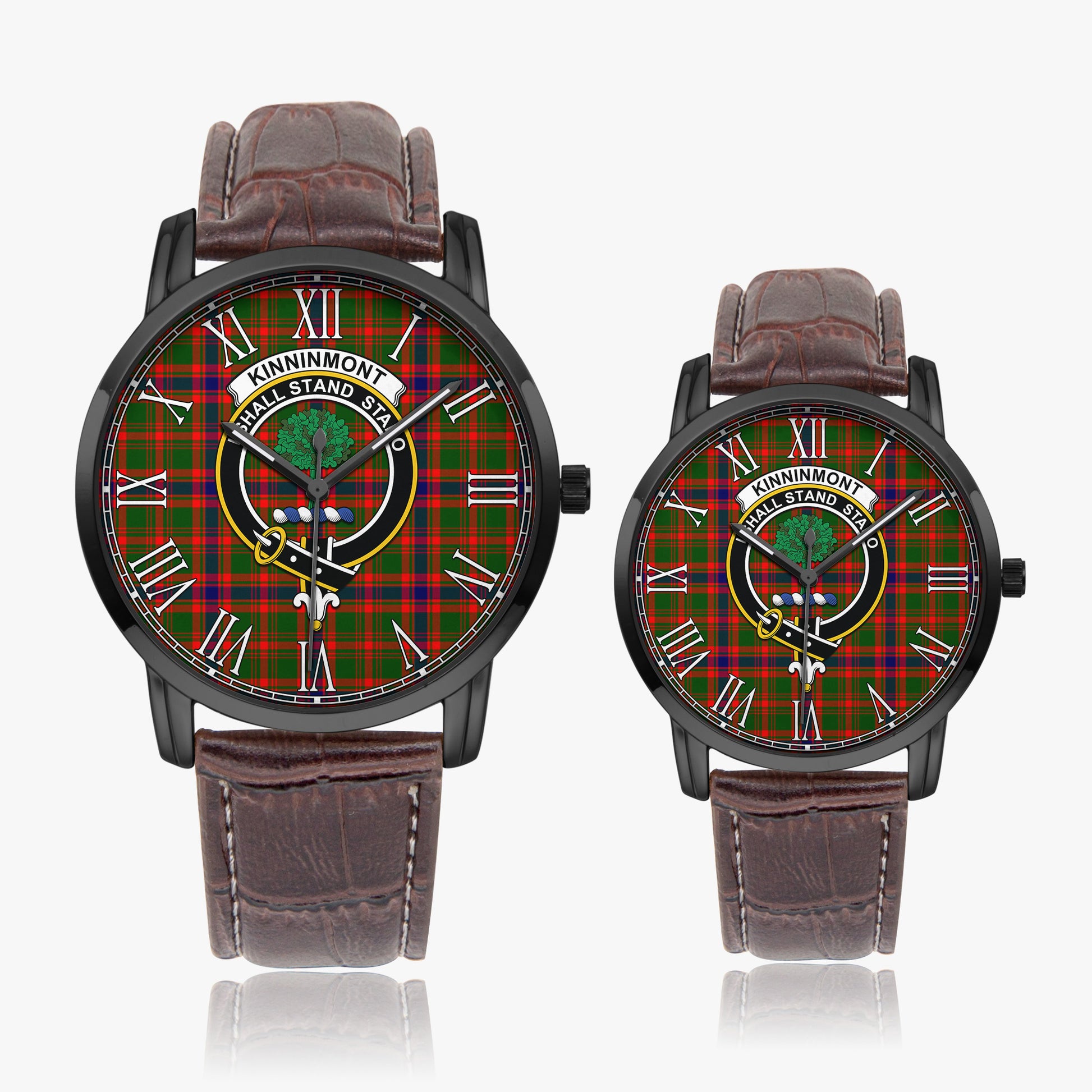 Kinninmont Tartan Family Crest Leather Strap Quartz Watch - Tartan Vibes Clothing