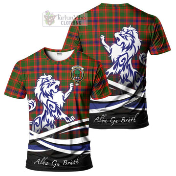 Kinninmont Tartan Cotton T-shirt with Alba Gu Brath Regal Lion Emblem Women's Shirt - Tartan Vibes Clothing