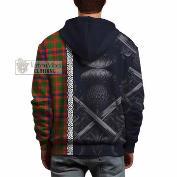 Kinninmont Tartan Hoodie with Family Crest Cross Sword Thistle Celtic Vibes - Tartan Vibes Clothing