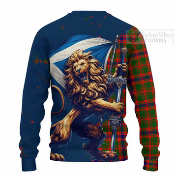 Kinninmont Tartan Family Crest Knitted Sweater with Scottish Majestic Lion - Tartan Vibes Clothing