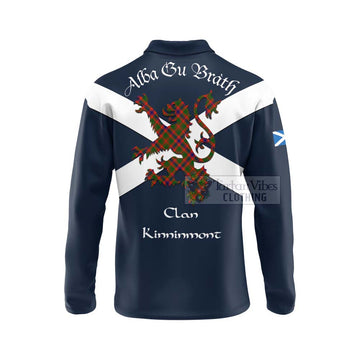 Kinninmont Tartan Lion Rampant Long Sleeve Polo Shirt Proudly Display Your Heritage with Alba Gu Brath and Clan Name - Tartan Vibes Clothing