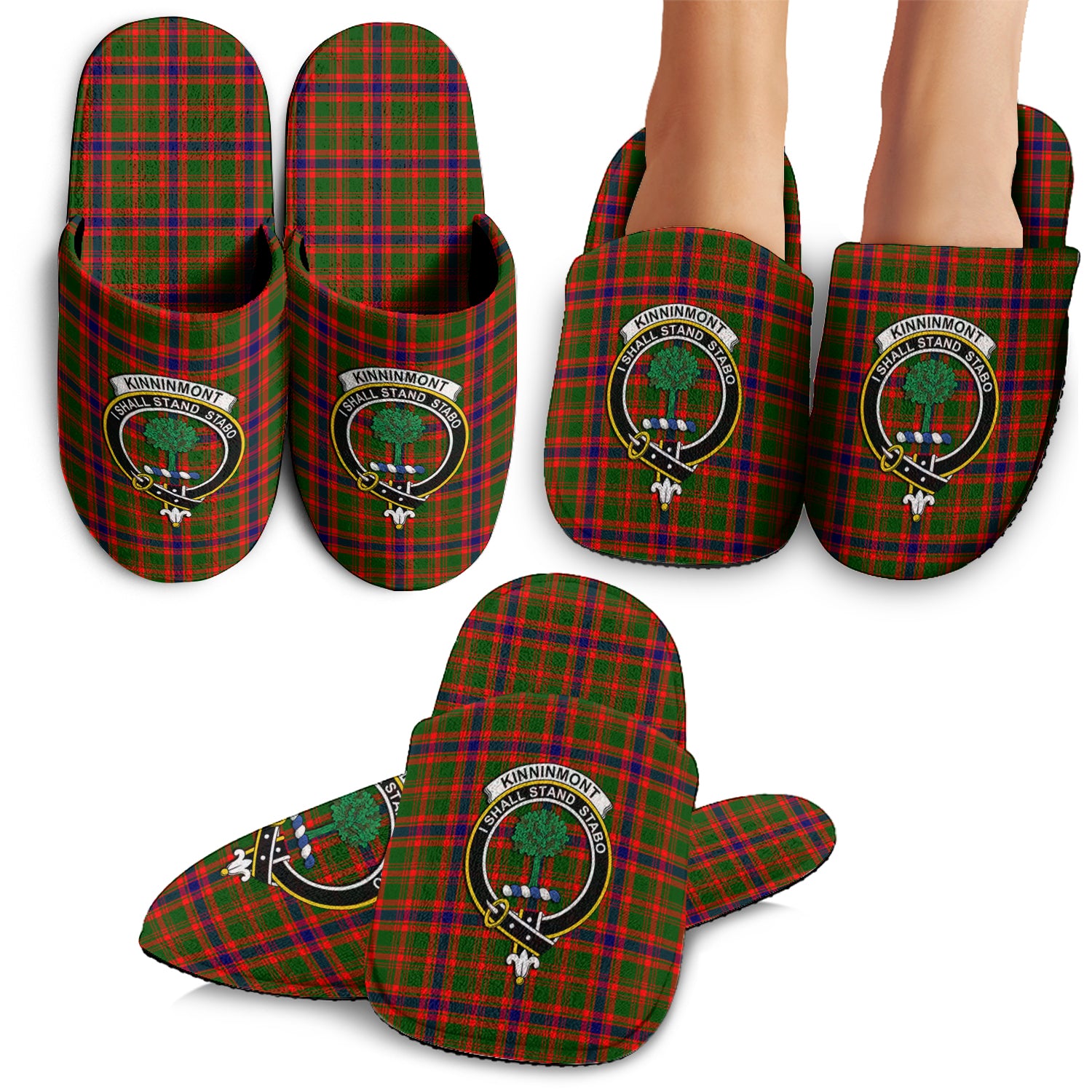 Kinninmont Tartan Home Slippers with Family Crest - Tartan Vibes Clothing