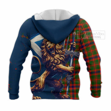 Kinninmont Tartan Family Crest Knitted Hoodie with Scottish Majestic Lion - Tartan Vibes Clothing