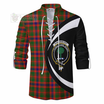 Kinninmont Tartan Ghillie Kilt Shirt with Family Crest Circle Style - Tartan Vibes Clothing